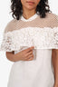 Self-Portrait White Lace Flounce Detail Top Size 10