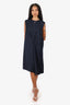 Acne Studios Navy Wool Pinstripe Shift Dress Size 40