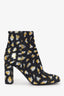 Saint Laurent Black/Gold Metallic Leopard Print Ankle Boots Size 36.5