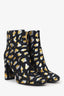 Saint Laurent Black/Gold Metallic Leopard Print Ankle Boots Size 36.5