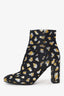 Saint Laurent Black/Gold Metallic Leopard Print Ankle Boots Size 36.5