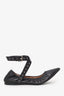 Valentino Black Leather Pointed Ankle Strap Flats Size 36.5 (As is)