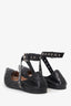 Valentino Black Leather Pointed Ankle Strap Flats Size 36.5 (As is)