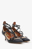 Valentino Black/Nude Leather Strappy Pointed Heels Size 37