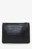 Balenciaga Black Leather Logo Croc Embossed Pouch