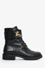 Louis Vuitton Black Leather Twist Logo Combat Boots Size 7.5