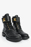 Louis Vuitton Black Leather Twist Logo Combat Boots Size 7.5