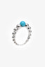 Van Cleef & Arpels 18K White Gold Turquoise Perlée Couleurs Variation Ring Size 54