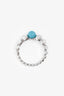 Van Cleef & Arpels 18K White Gold Turquoise Perlée Couleurs Variation Ring Size 54