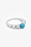Van Cleef & Arpels 18K White Gold Turquoise Perlée Couleurs Variation Ring Size 54