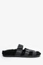 Hermès Black Leather Shearling Chypre Sandals Size 35