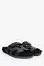 Hermès Black Leather Shearling Chypre Sandals Size 35