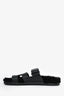 Hermès Black Leather Shearling Chypre Sandals Size 35