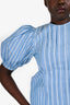 Sandro Blue/White Striped Puff Sleeve Top Size 3