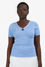 Sandro Blue Ribbed Knit Short Sleeves Top Size 3