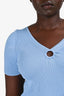 Sandro Blue Ribbed Knit Short Sleeves Top Size 3