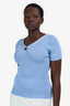 Sandro Blue Ribbed Knit Short Sleeves Top Size 3
