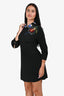 Miu Miu 2017 Black Beaded Flower Dress Size 42