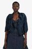 Pleats Please Issey Miyake Navy/Black Striped Pleated Jacket Size 2