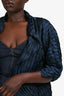 Pleats Please Issey Miyake Navy/Black Striped Pleated Jacket Size 2