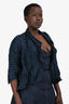 Pleats Please Issey Miyake Navy/Black Striped Pleated Jacket Size 2