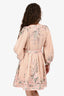 Zimmermann Pink Linen Floral Printed Puff Sleeve Mini Dress Size 2