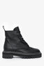 Proenza Schouler Black Leather White Stitch Lace-Up Ankle Boots Size 35