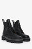 Proenza Schouler Black Leather White Stitch Lace-Up Ankle Boots Size 35