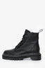 Proenza Schouler Black Leather White Stitch Lace-Up Ankle Boots Size 35
