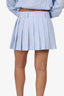 Miu Miu White/light Blue Gingham-Check Pleated Miniskirt Size 40
