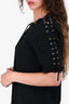 McQ By Alexander McQueen Black Lace Up Detailed Short Sleeves Dress Size XS