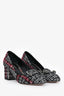 Dolce & Gabbana Grey/Red Tweed Crystal Embellished Heels Size 36