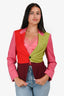 Comme Des Garcons Red/Green/Pink Wool Colour Block Blazer Size XS