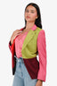 Comme Des Garcons Red/Green/Pink Wool Colour Block Blazer Size XS