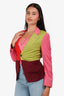 Comme Des Garcons Red/Green/Pink Wool Colour Block Blazer Size XS