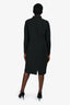 Akris Black V-Neck Long Sleeve Midi Dress Size 16