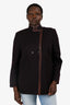 Akris Brown Felt Leather Trim Jacket Size 16