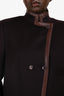 Akris Brown Felt Leather Trim Jacket Size 16