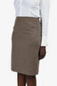 Akris Beige Felt/Fur Trimmed Blazer + Skirt Set Size 16