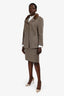 Akris Beige Felt/Fur Trimmed Blazer + Skirt Set Size 16