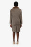 Akris Beige Felt/Fur Trimmed Blazer + Skirt Set Size 16