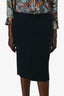 Akris Navy Wool Pencil Skirt Size 14