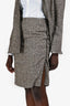 Akris Brown Tweed Jacket + Skirt Set Size 16