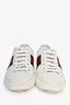 Gucci White Leather Green/Red Stripe Bee Motif Sneakers Size 34.5