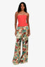 L'Agence Blue/Pink Floral Silk Wide Leg Pants Size 8