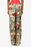 L'Agence Blue/Pink Floral Silk Wide Leg Pants Size 8