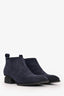 Alexander Wang Navy Suede Leather 'Kori' Ankle Boots with Silver Cutout Size 35