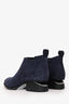 Alexander Wang Navy Suede Leather 'Kori' Ankle Boots with Silver Cutout Size 35