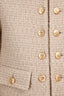 Celine Beige Wool Double Breasted Cropped Tweed Jacket Size 34