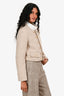 Celine Beige Wool Double Breasted Cropped Tweed Jacket Size 34